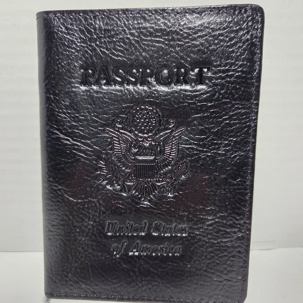 Wilsons Leather US Passport Holder Black Genuine Leather Travel Wallet Cover